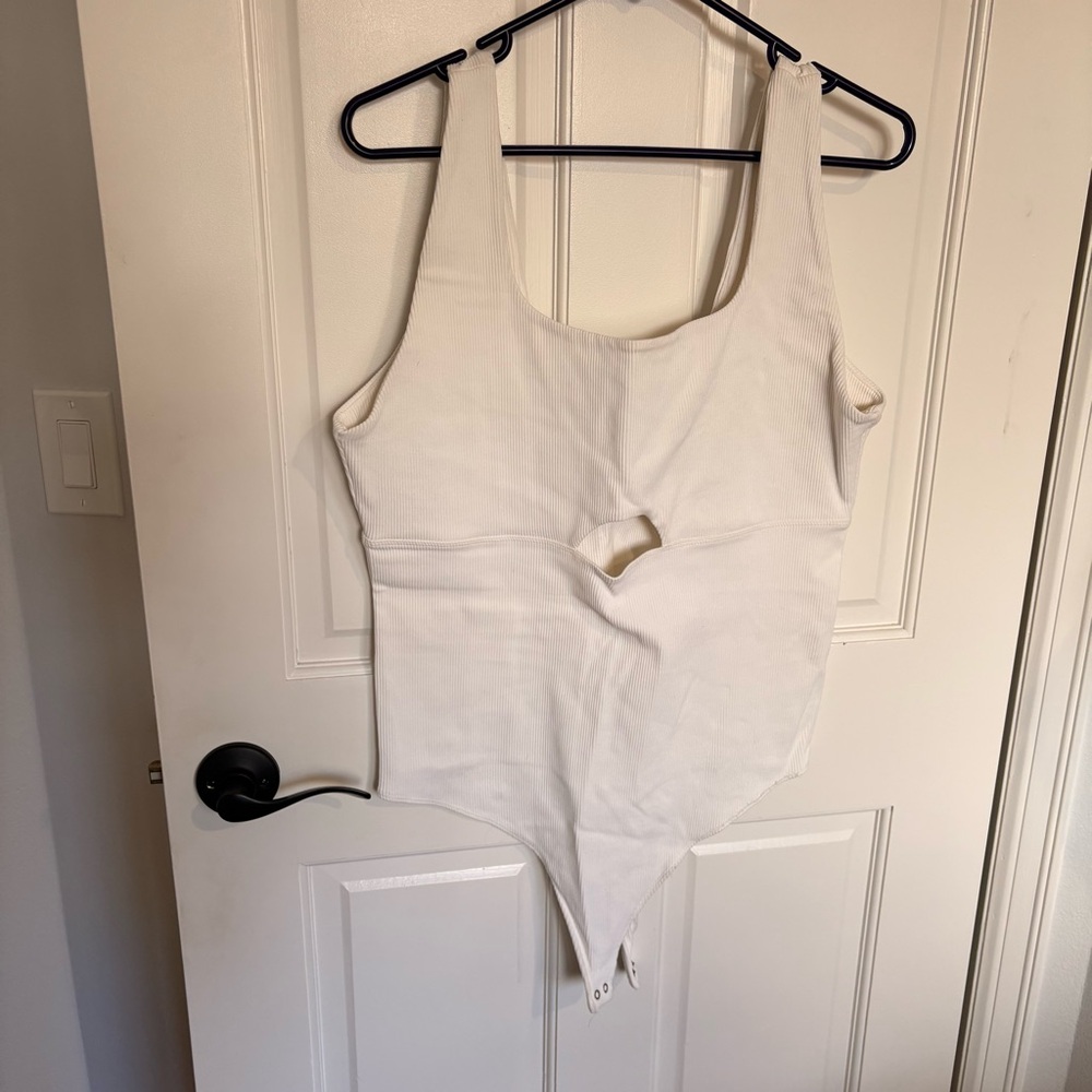 Abercrombie & Fitch Seamless cut out Bodysuit White Sleeveless